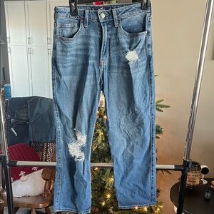 Hollister Relaxed Blue Jeans with Distressed Details